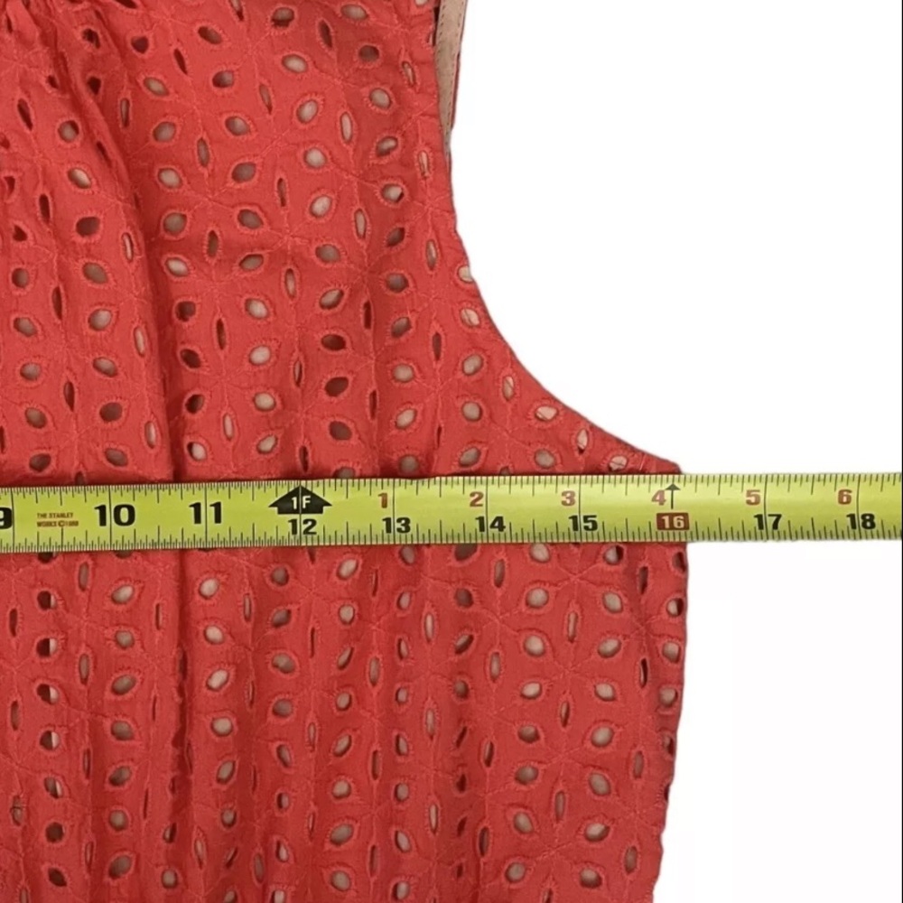 Anthropologie Peter Som desigNation Orange Eyelet Dress Small Pockets Sleeveless - Picture 6 of 9